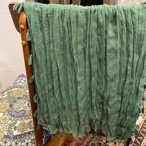 Rue21 Green Semi-Sheer Tassel Scarf